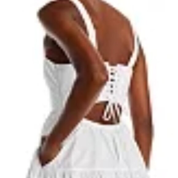 A.L.C. White Tiered Midi Dress With Lace-Up Back & Adjustable Straps Size 6 - Picture 2 of 7